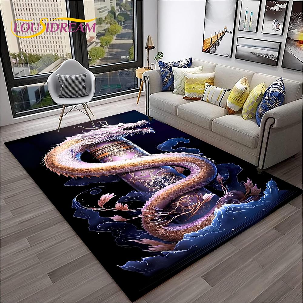 3D China Draak Mythe Kunst Cartoon Tapijt Tapijt voor Thuis Woonkamer Slaapkamer Bank Deurmat Decor, Speelruimte voor Kinderen Tapijt Antislip Vloermat