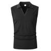 Men Sleeveless Polo Shirt Ribbed Texture Casual Comfortable Fit Soft Fabric Summer Vest Top for Daily Wear