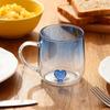 Gradient Colored Love Glass Cup Couple Breakfast Milk Cups Transparent Drinking Glasses for Juice Iced Coffee Mugs Drinkware