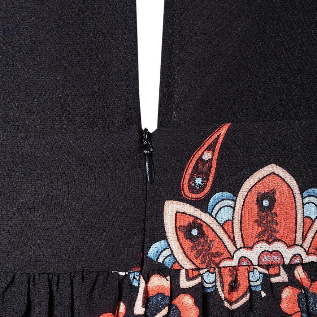 Plus Size Fashion Women Butterfly Printed V-Neck Short Sleeve Casual Long Dress
