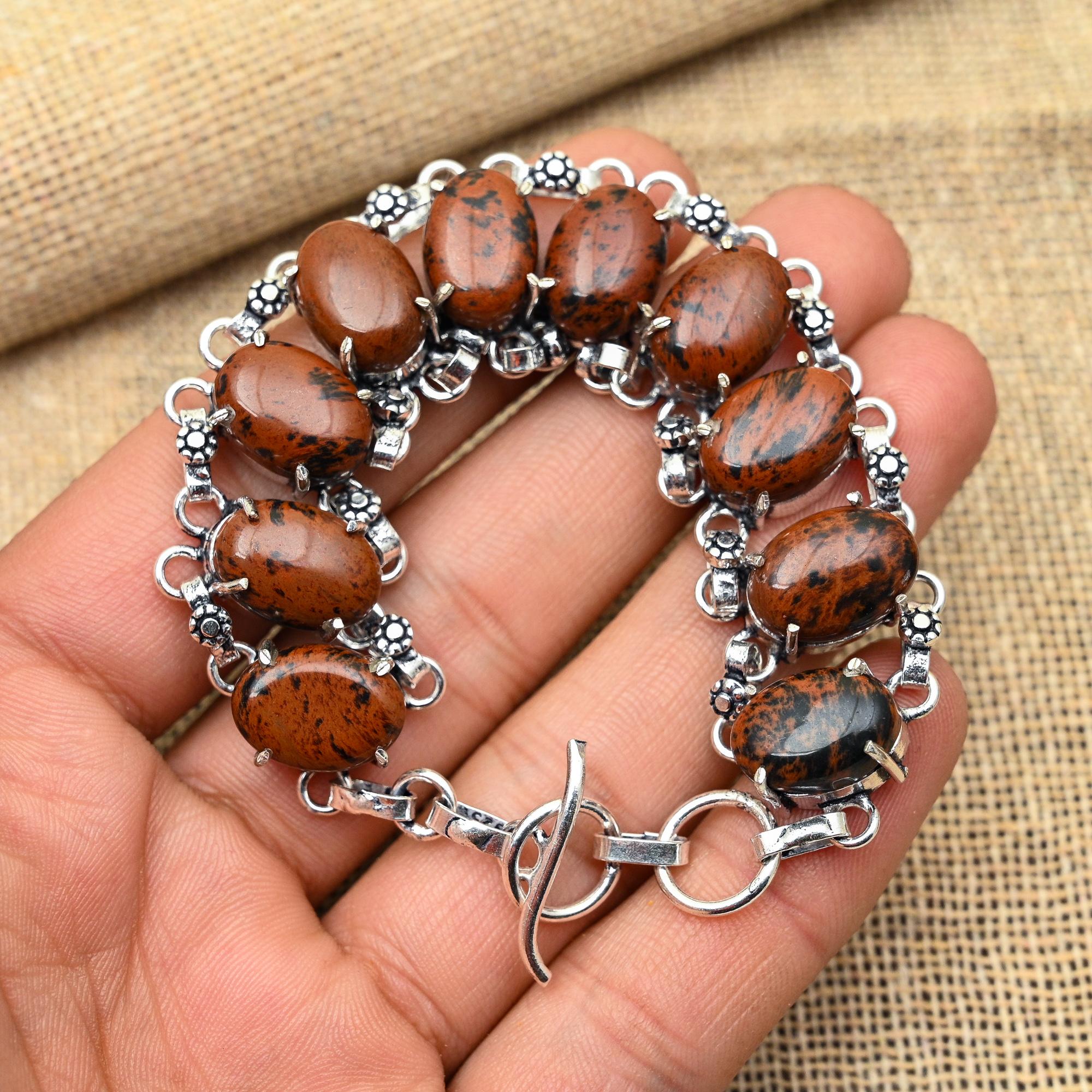 

Восхитительный браслет из стерлингового серебра 925 пробы с драгоценным камнем красного дерева ручной работы для женщин