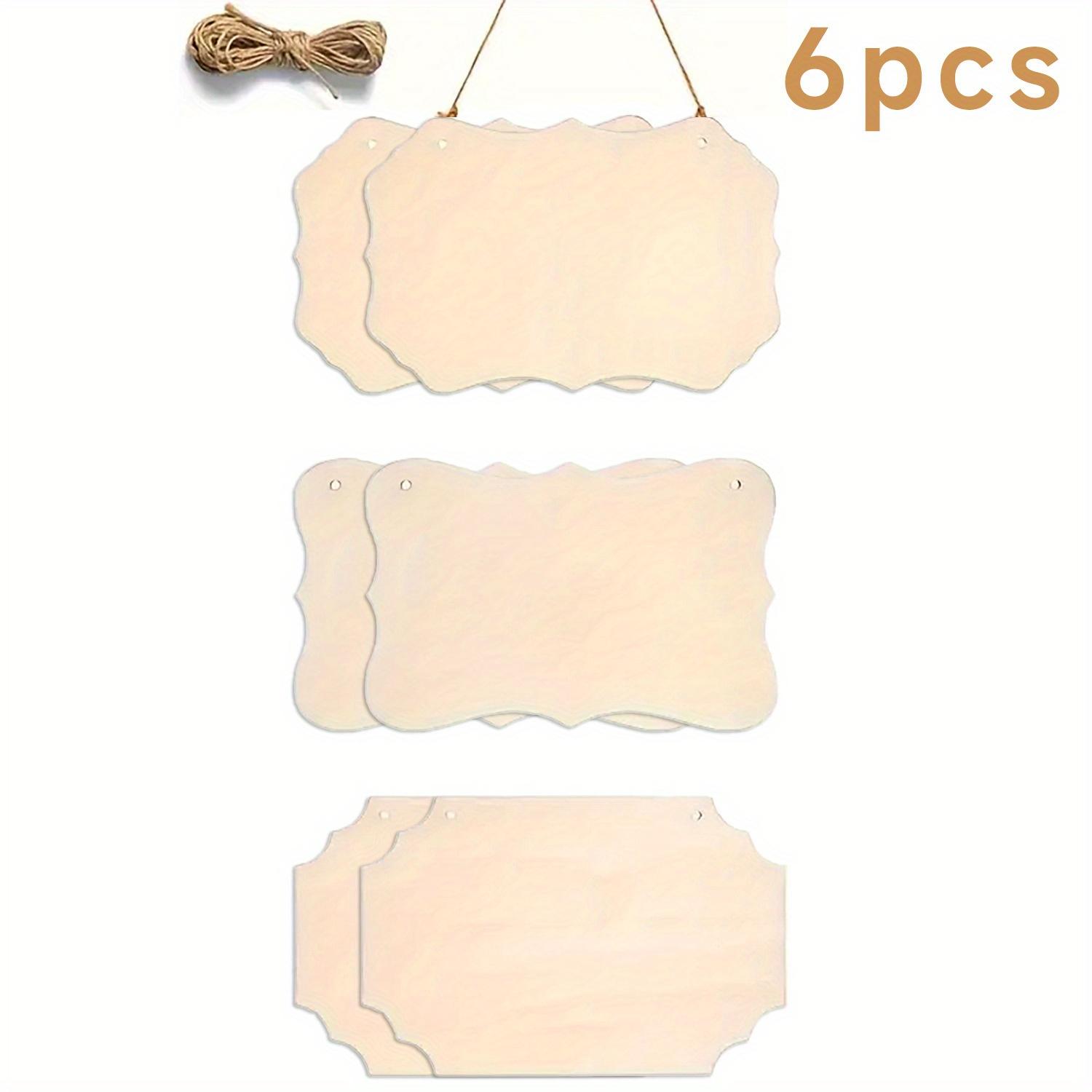 

6Pcs DIY Natural Wood-colored Hanging Sign With Hemp Rope, Perfect for Holiday Party, Living Room