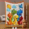 1pc Cute Dinosaur Family Quilted Blanket for Kids Soft Warm Throw Blanket for Bedroom Living Room