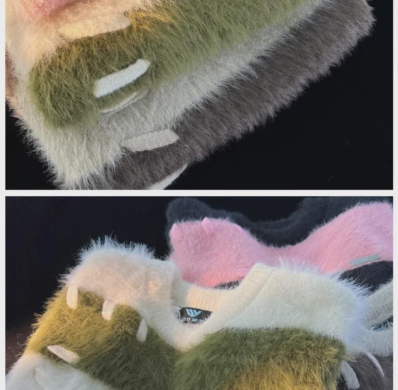 Maglione da Uomo Autunno/Inverno Giapponese in Pile di Visone Glutinoso a Righe - Design Accogliente e Stile Rilassato