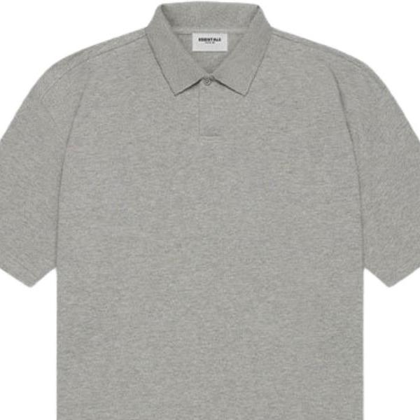 Fear of God Essentials SS21 Kurzarm Polo Unisex Poloshirts Dunkel-Melange-Haferflocke FOG-SS21-615