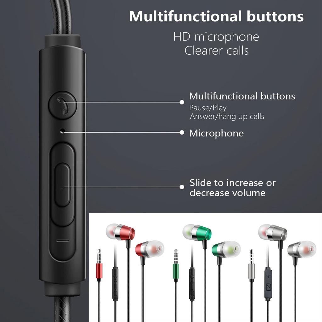 Corded Earbuds In-Ear Headphones Earphones with Microphone Noise Isolation Corded 3.5mm Ear Buds for Phone Computer