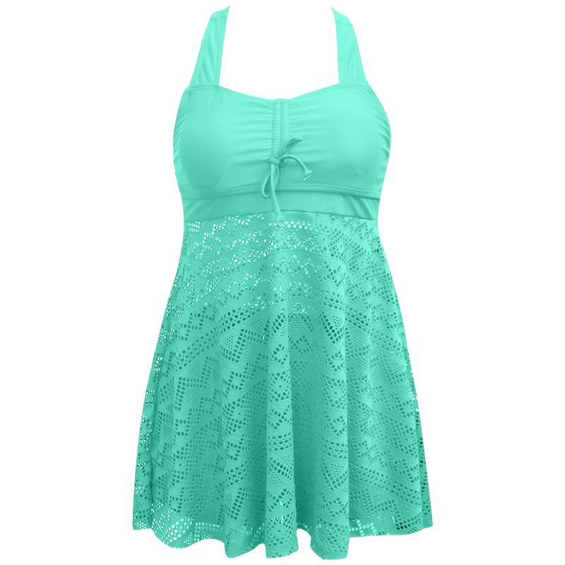 Plus Size Two Pieces Swimsuits Swimwear Women Soild Color Summer Bathing Suits Tankini Beachwear Bikini Swimdress