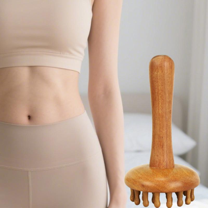 Natural Wood Multi-Functional Massage Comb - Scalp Head Massager with Circular Teeth for Body Guasha Scraping Therapy