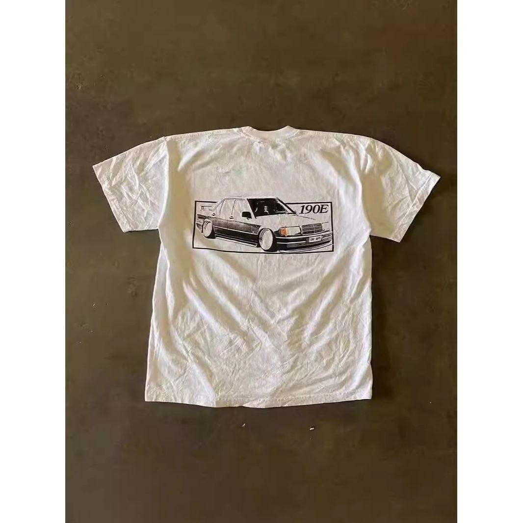 

2025 Autumn and Winter Heavy Fun Pattern Printing T-shirt for Men and Women Couples Pure Cotton Casual Fashion Versatile T-shirt S