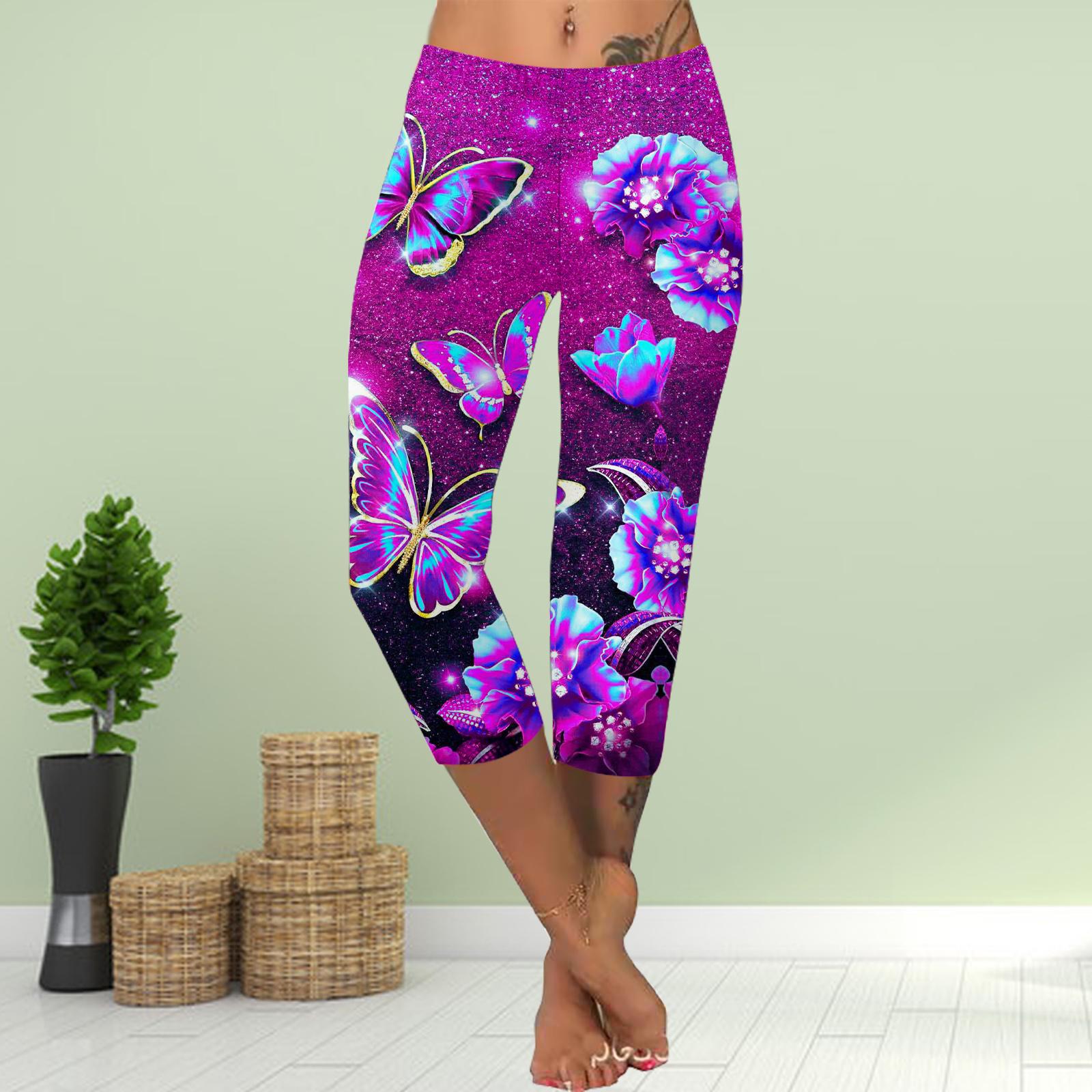 

Брюки летние короткие леггинсы укороченные узкие брюки леггинсы больших размеров женские облегающие брюки с принтом 3D луна и бабочка 8XL фиолетовый