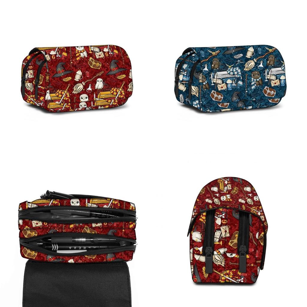 Astuccio Doppio Strato Harry Potter in Materiale di Nylon per Studenti e Bambini