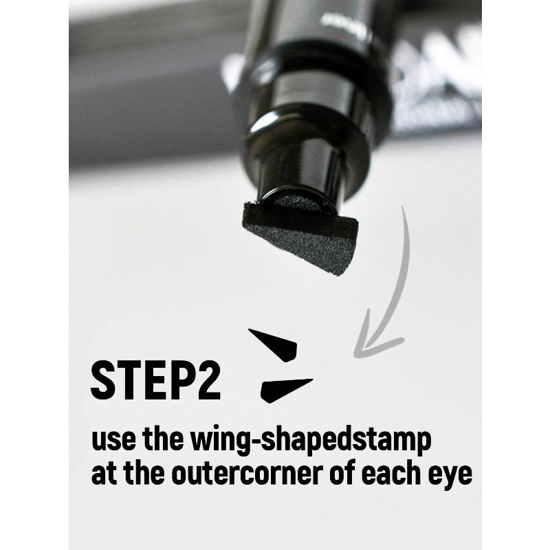 2-In-1 Eyeliner Pencil, Waterproof Sweat-Resistant Long-Lasting Smooth Dual-Ended Triangle Stamp Eyeliner, Black, Suitable For Daily Makeup