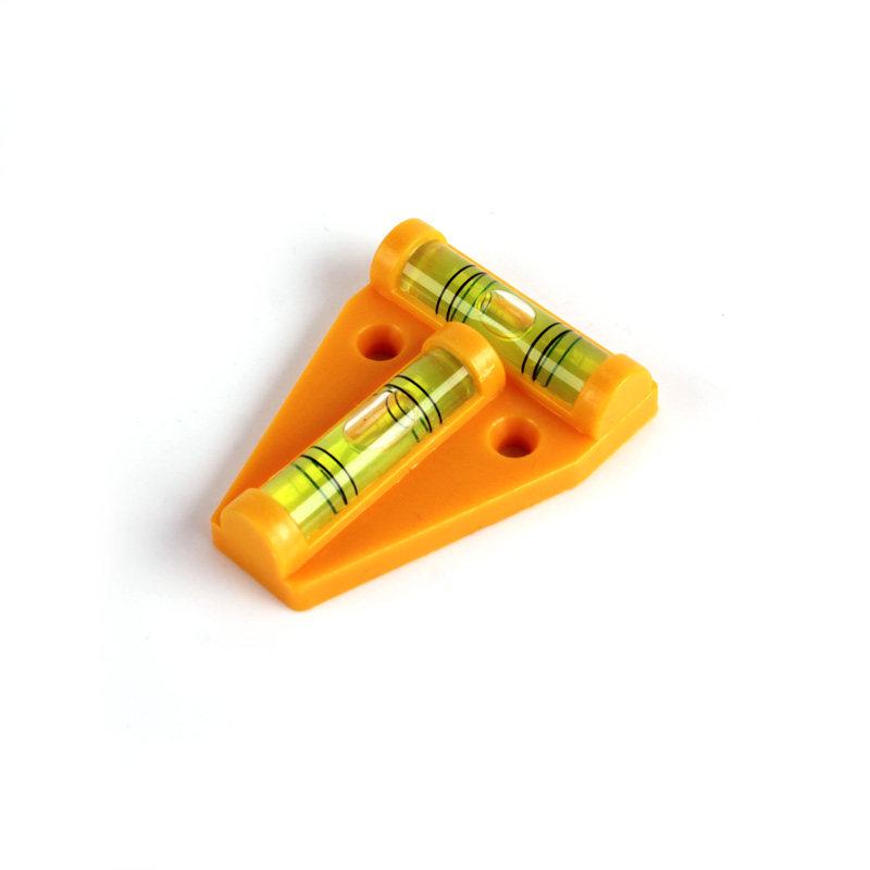 T-Shaped Red-Orange Plastic Bubble Level with Hole Installation