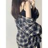Plaid Mid-Length Influencer Shirt: Women's Trendy Spring & Autumn Long Sleeve Top 2025 Design