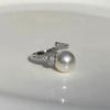 Genuine White Grey Pearl Open Ring for Women Wedding Zircon  Sterling Silver Rings Fine  Girl Birthday Gift