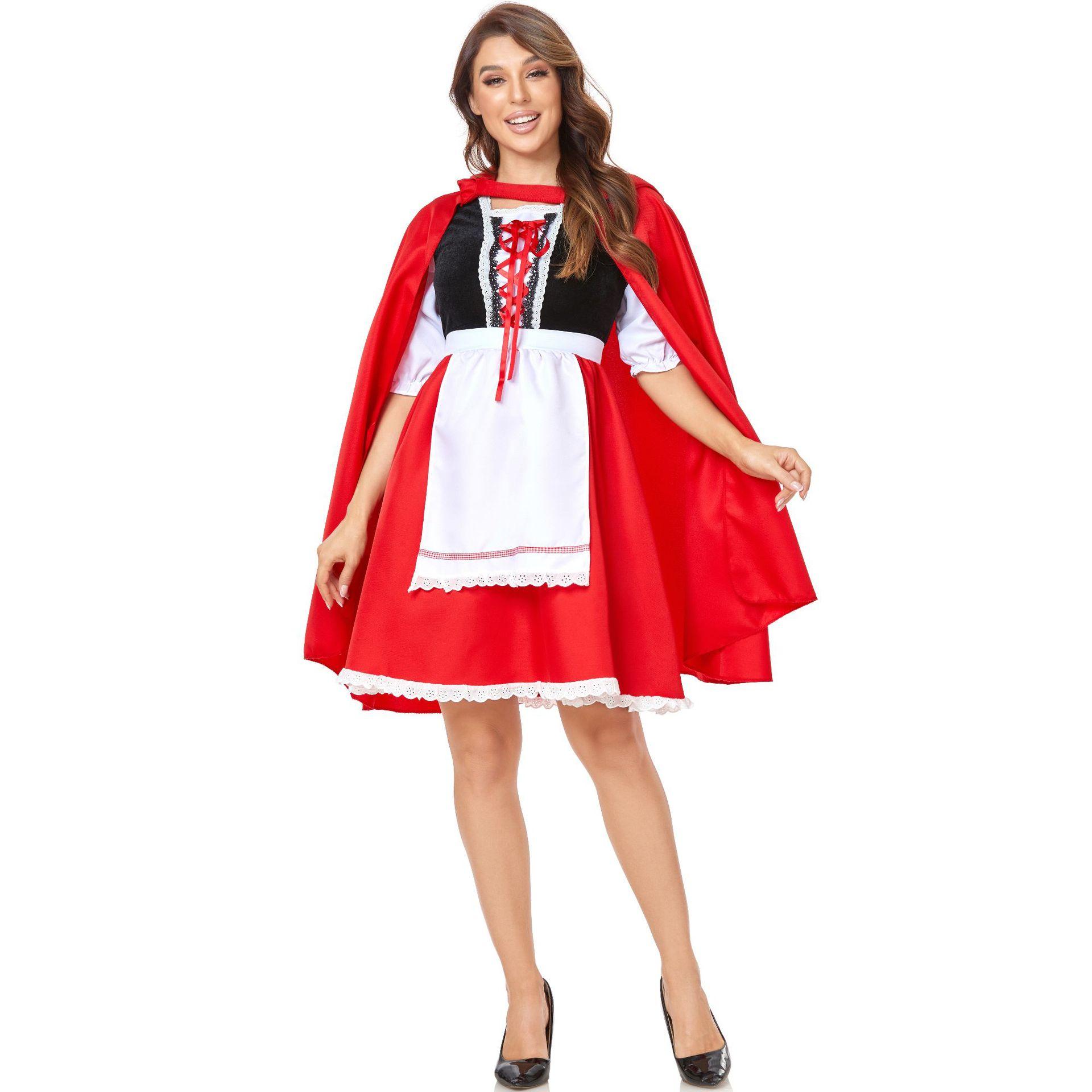 

Little Red Riding Hood costume, Halloween cape, cape cos costume, grandma wolf costume, maid costume. M красный