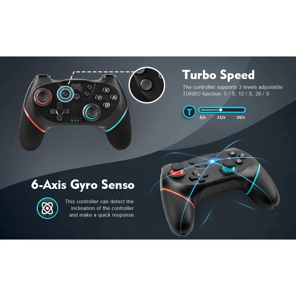 Wireless Gamepad with Adjustable Turbo and Dual Vibration Functions for Switch/Switch Lite/Switch OLED