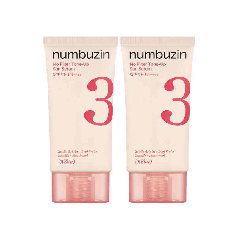NUMBUZIN No.3 Porcelain Base-Skip Tone Up Beige SPF50+ PA++++ (50ml X 2ea Set) - Option 01 Blur / 02 Glow