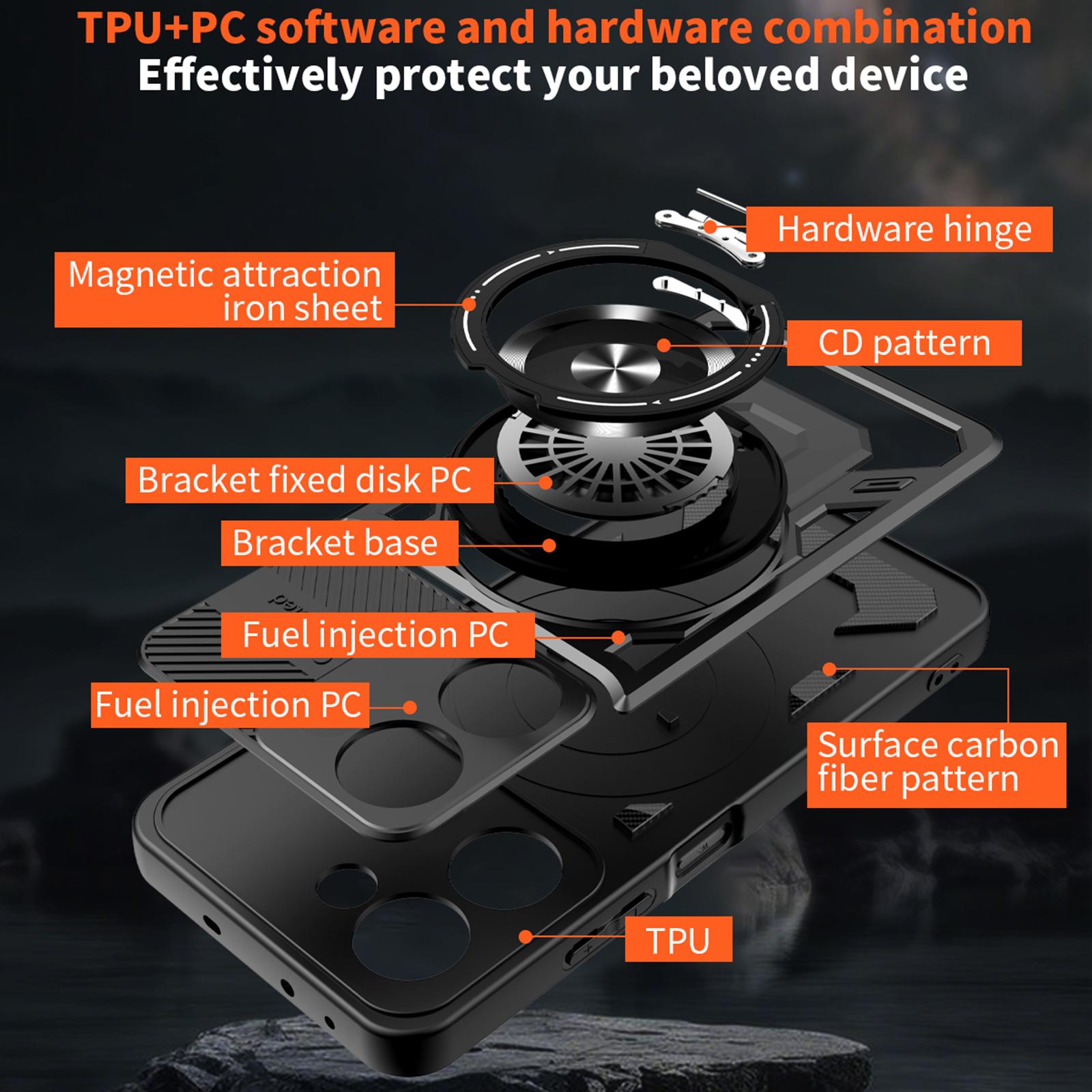 

For Xiaomi Redmi A5 4G (171.7mm)/Poco C71 4G Magnetic Case Rotating Kickstand TPU+PC Phone Cover Grey
