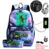 One Piece Zoro Print Anti Theft School Backpack Student Bookbag with Pen Case for Kids Teens