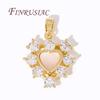 18K Gold Plated Crystal Zircon Heart Charms For Jewelry Making,Brass with Shell Pendants For Necklace Findings DIY Accessories
