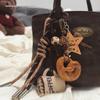 Brown Lye Bread Pendant Keychain with Coffee Doll Climbing Rope - Autumn/Winter Decorative Bag Charm
