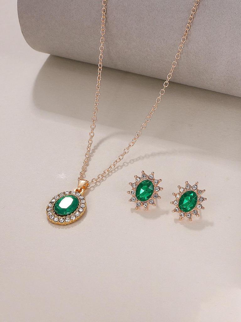 Elegant Pearl Teardrop Necklace & Stud Earrings Set for Bridal