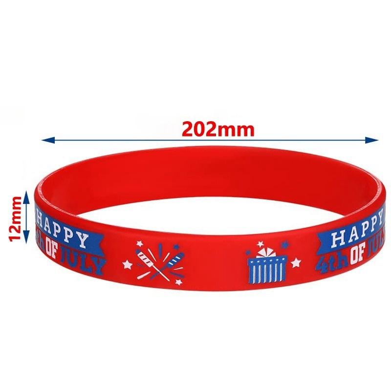 Paquete de 6 Pulsera de Goma Love USA Bandera Estrellada Americana Impresa para Celebrar el Día de la Independencia Pulsera de Silicona