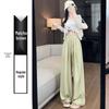 Women's Spring 2026 High-Waisted Wide-Leg Milk White Casual Pants, Petite Flattering Korean Style by Yamamoto