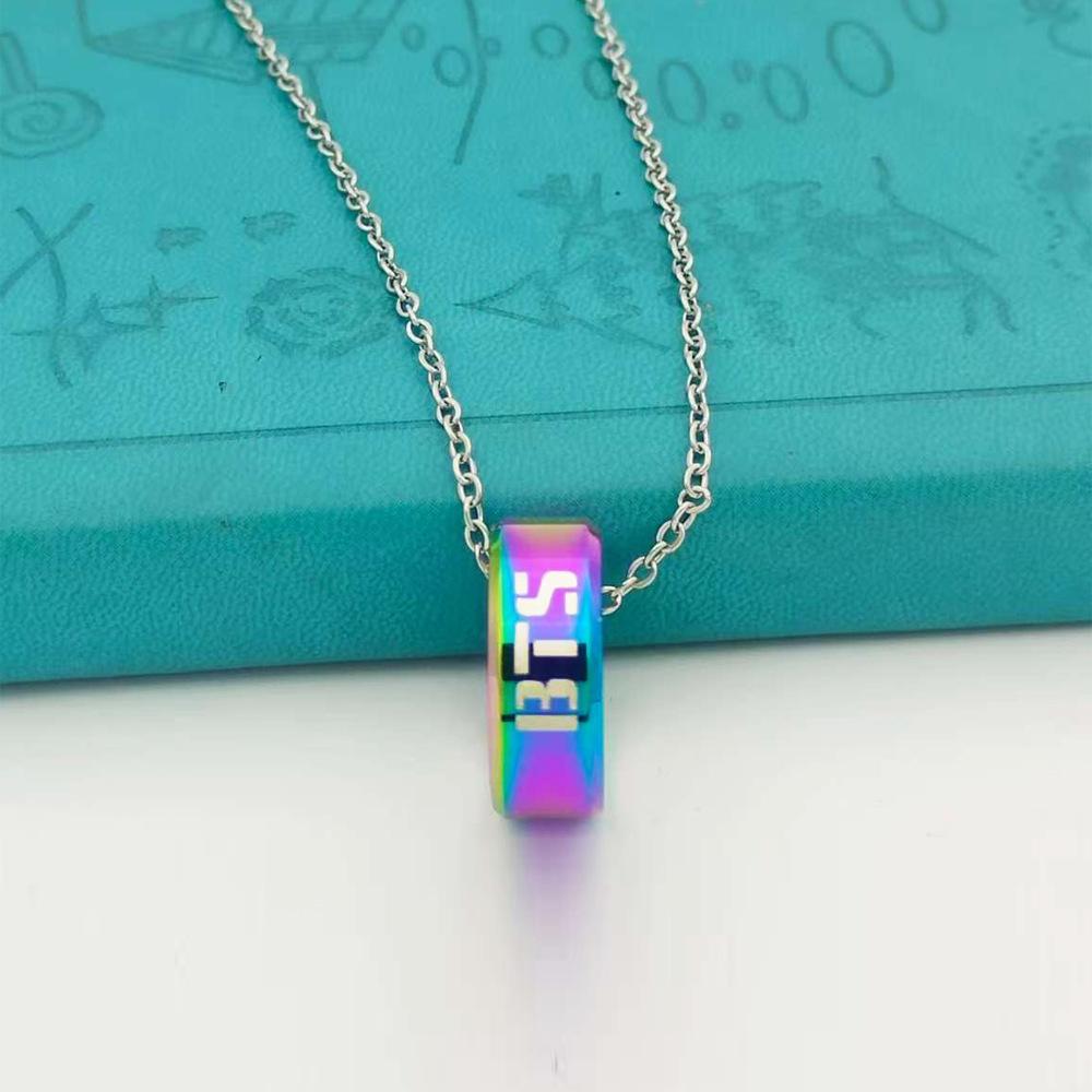 

BTS Engraved Ring Pendant Necklace, Kpop Bangtan Boys Ring Charm Necklace, Kpop ARMY Fans Statement Jewelry 1