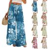 Women's Loose Casual Floral Print Wide Leg Pants With Elastic Waist Drawstring And Pocket Pants