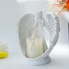 White Resin Carved Figure Candle Holder Decor Outdoor Courtyard Corner Accent Decor