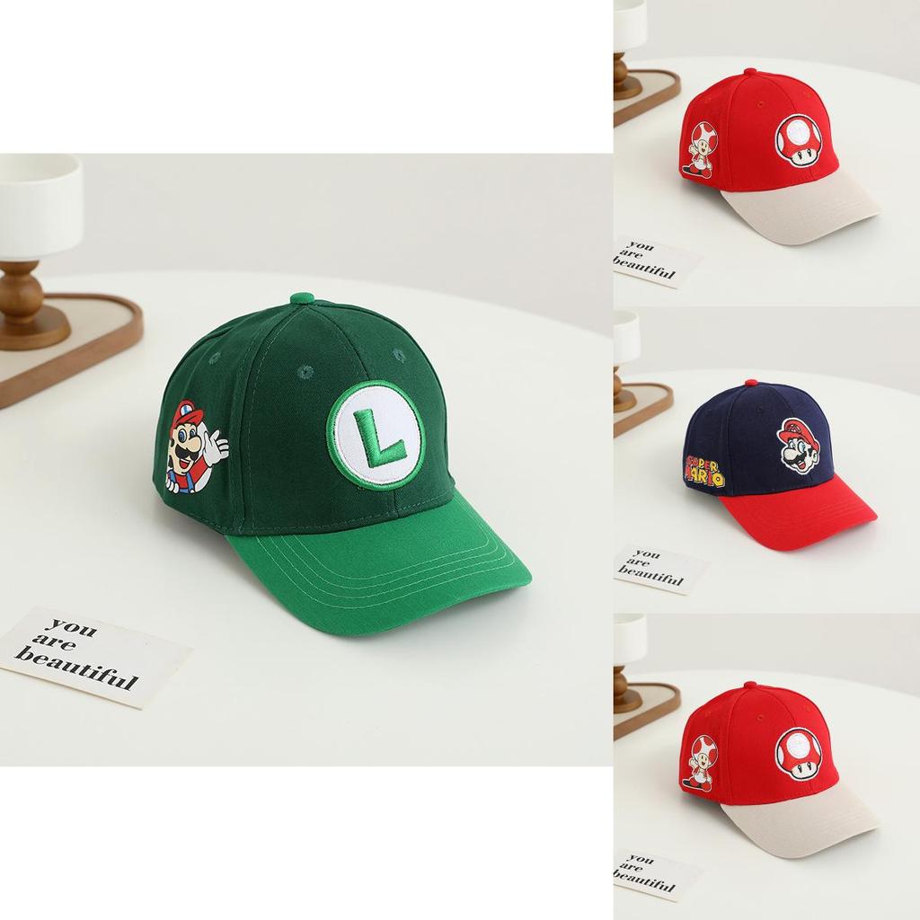 Berretto da Baseball Cartone Animato Super Mario Bros Con Protezione Solare E Cotone Traspirante Per Bambini Estate