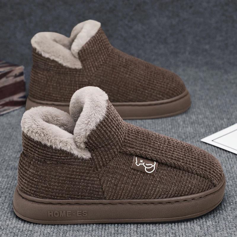 Fashion Male Sneakers Casual Wear-resistant Non-slip Comfortable High Top Plus Velvet Keep Warm Trendy All-match Flexible Platform