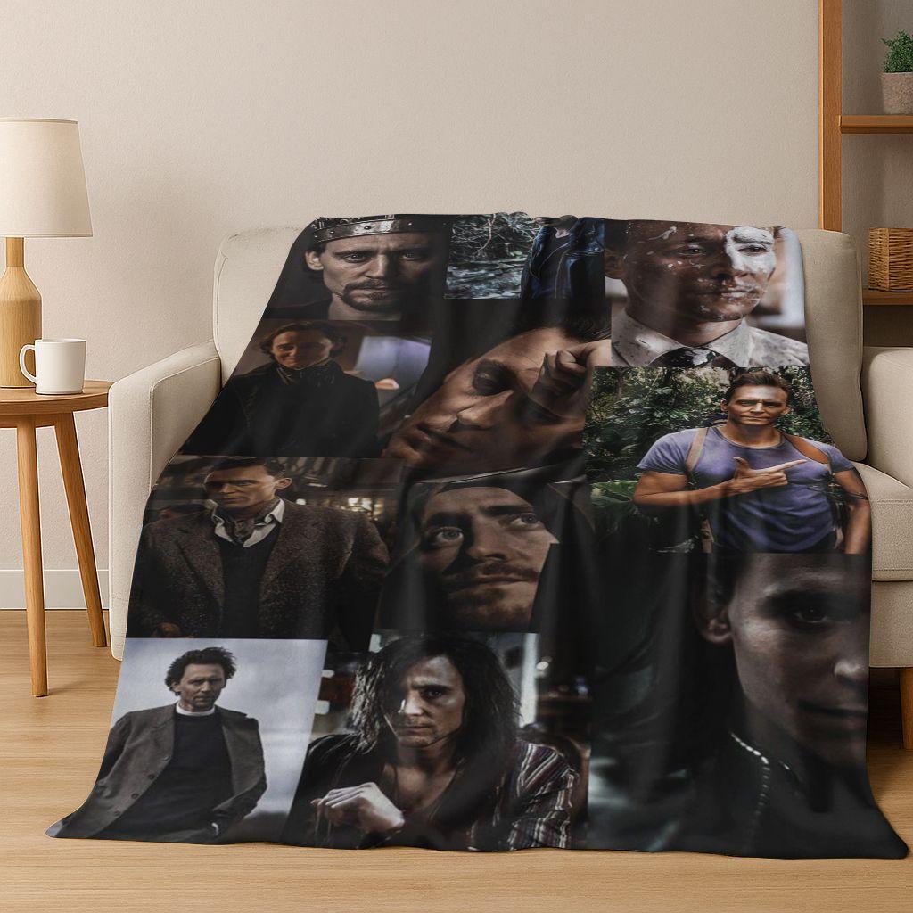 3D Tom Hiddleston Art Actor Star Flannel Blanket,Cozy Soft Throw Blanket for Home Bedroom Bed Sofa Picnic Office Cover Kids Gift