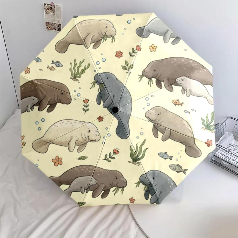 1 Pezzo Ombrello Pieghevole Automatico - Fantasia Animali Carini, Design Portatile e Pieghevole con 8 Stecche, Regali di Natale e Compleanno
