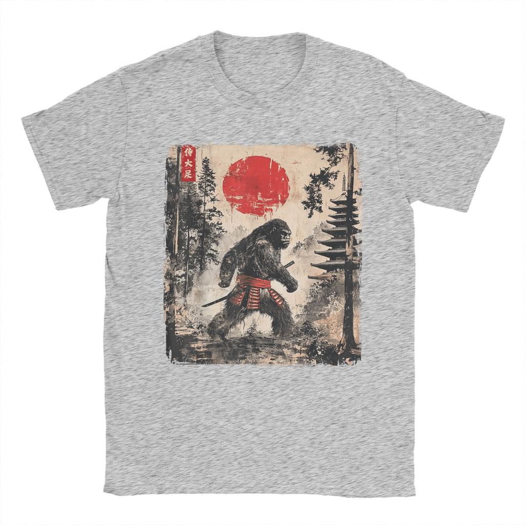 Samurai Bigfoot Japanese Graphic Ukiyoe Funny T-Shirt for Men  Novelty Tee Shirt Crewneck Short Sleeve T Shirt New Arrival Tops