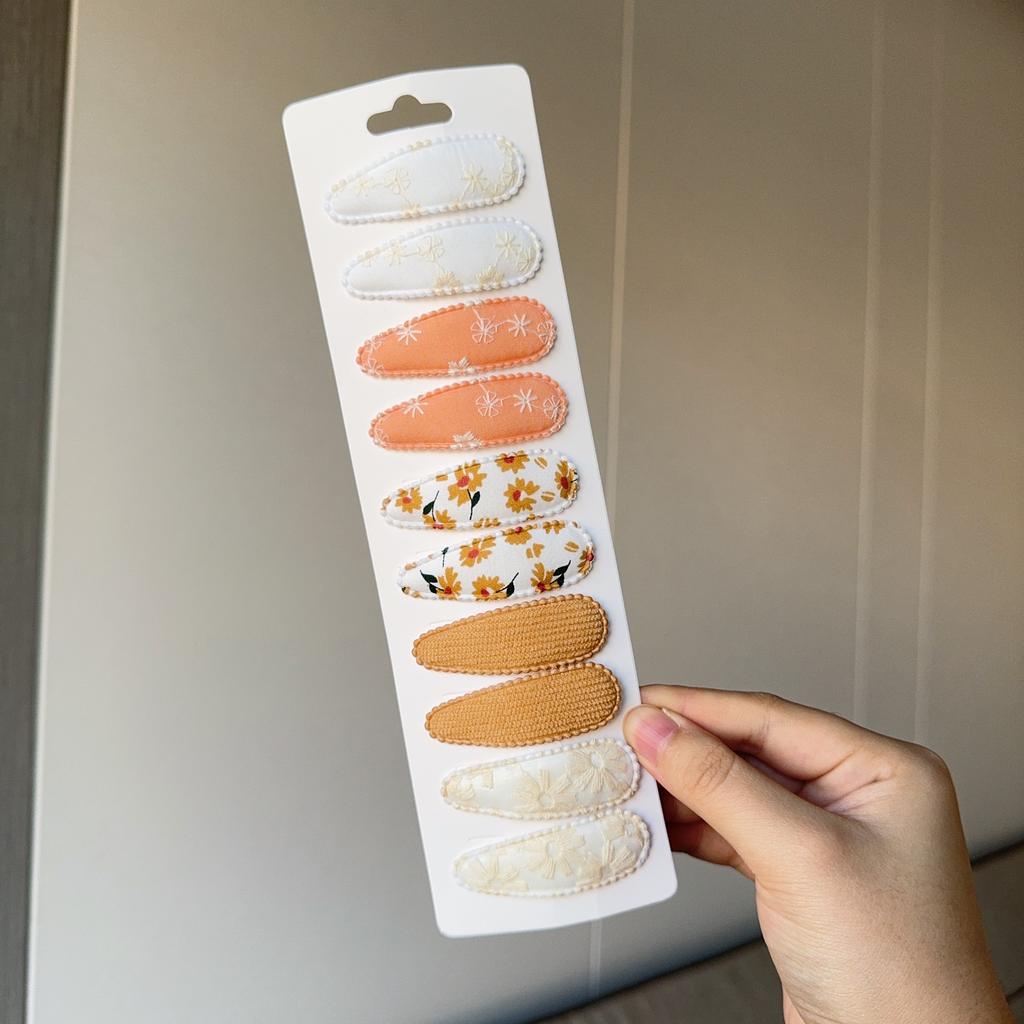 10Pcs/Lot Hair Accessories Girls Hairpin Print Solid Flowers Plaid Pattern Hair Clip Cute Powder Hairgrip New Children Headdress