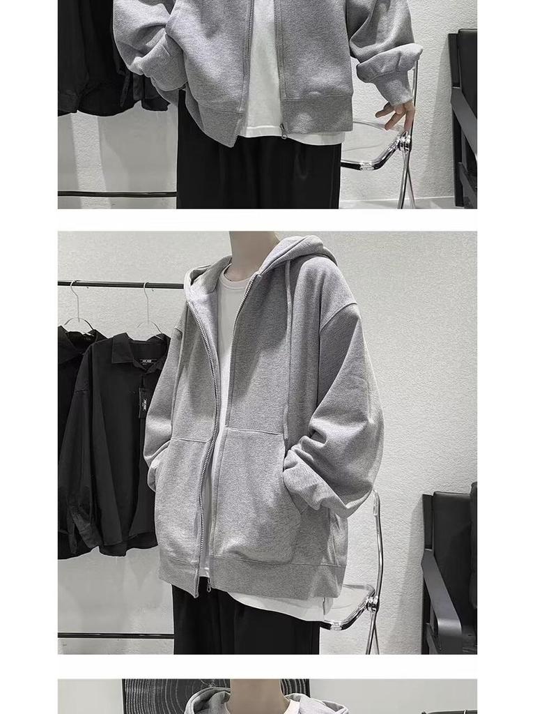 Pánská mikina s kapucí v hongkongském stylu - Volný střih, nadměrná velikost, ležérní jarní/podzimní bunda.