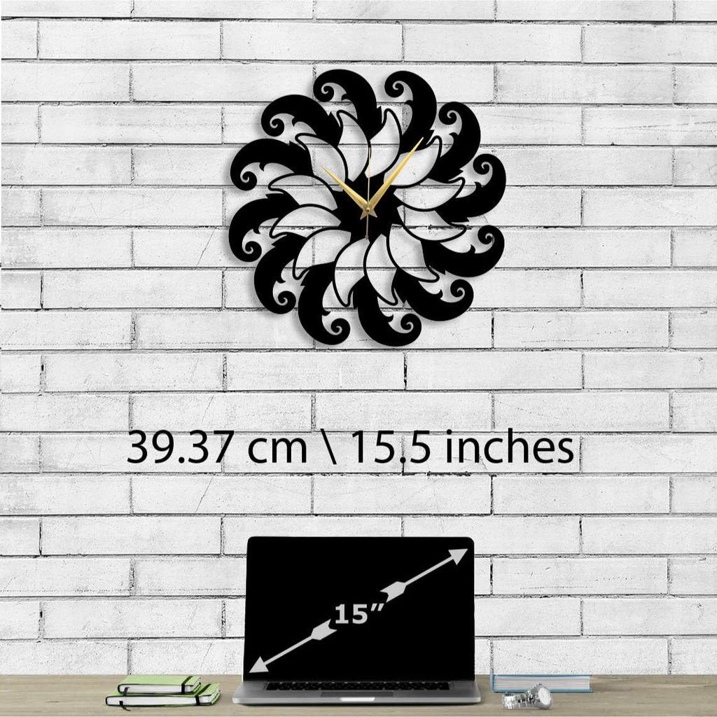 Stylish Watch Wall Clock with Numbers/Large Size Clock & Wall Ornament/Metal Outdoor Wall Clock for Bedroom, Office -Black