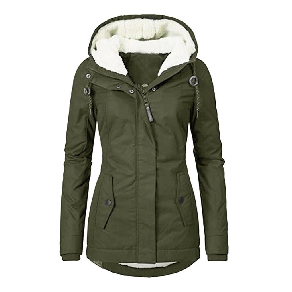 2021 Autumn/Winter Women's Solid Color Zipper Jacket with Pockets and Long Sleeves