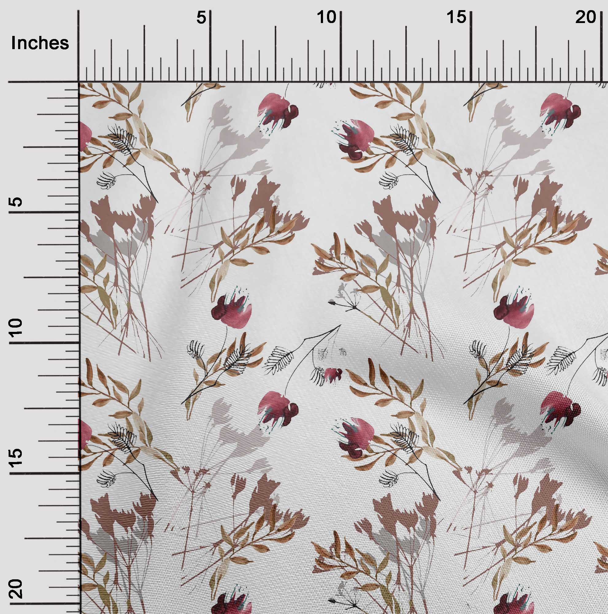 

oneOone Бавовняна гнучка кремова тканина Квіти та листя Акварель Матеріал сукні Тканина Тканина з принтом У дворі 40 дюймів 42 Inch Wide - Viscose Chiffon білий