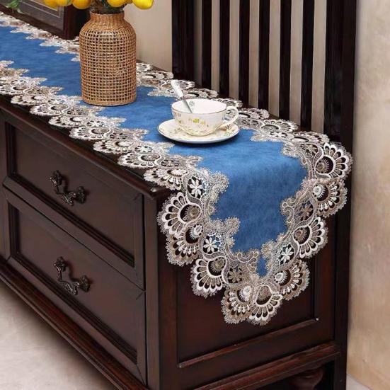 Lace Table Runner, Vintage Lace Dining Table Runner, Non Slip Coffee Table Runners, Waterproof Oil-Proof Table Runner with Exquisite Lace for Dining