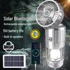 Portable Solar Camping Fan with LED Light Outdoor Tent Fan Rechargeable USB Fan Emergency Lighting Fan for Home Blackout