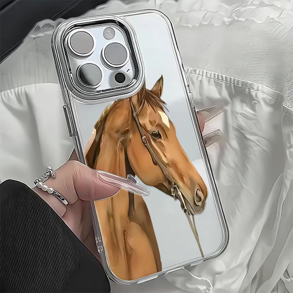 Realistic Style Brown Horse Head Phone Case For Iphone 17 16 15 14 13 12 11 Pro Max 16E 17E 7 8 Plus Ins Simple Soft Coque Cover