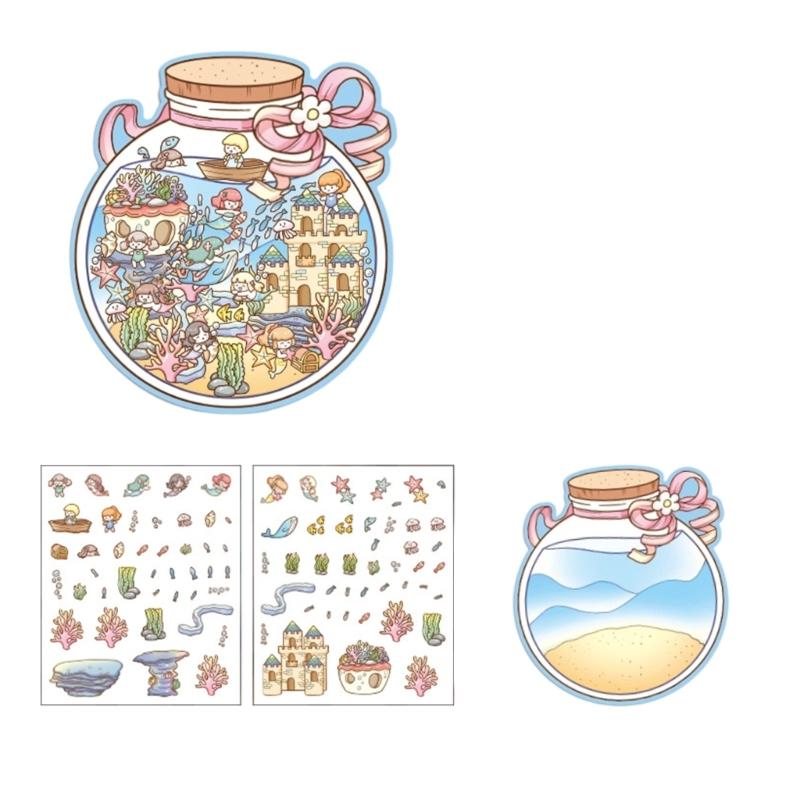 

Reusably 3D Piling Sticker For Children Interactively Family Craft Set With 4 Theme Designs And Grip Tweezers