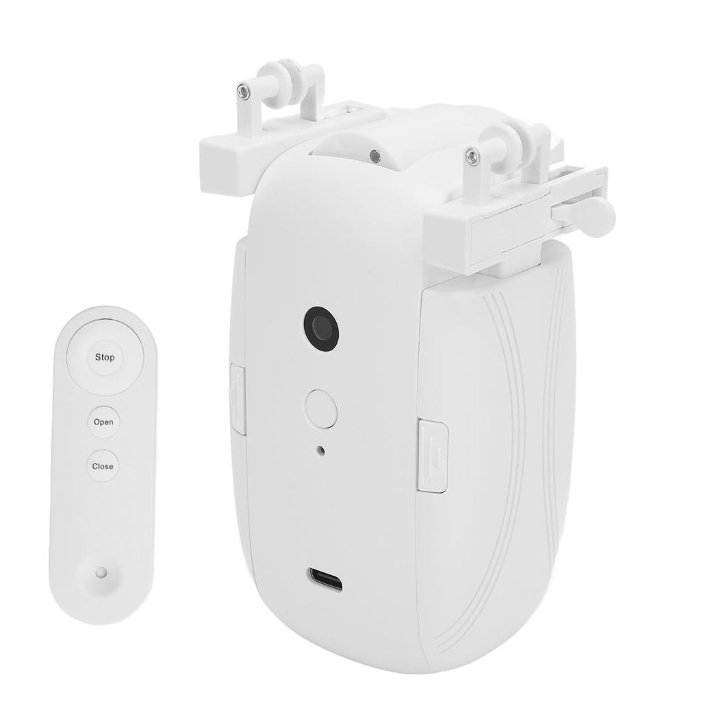 Smart Automatic Curtain Opener, Type C Charging Electric Curtain Opener with Remote Control, Silent Mode, Fits Roman Rod T Rail U Rail, for Bedroom, L