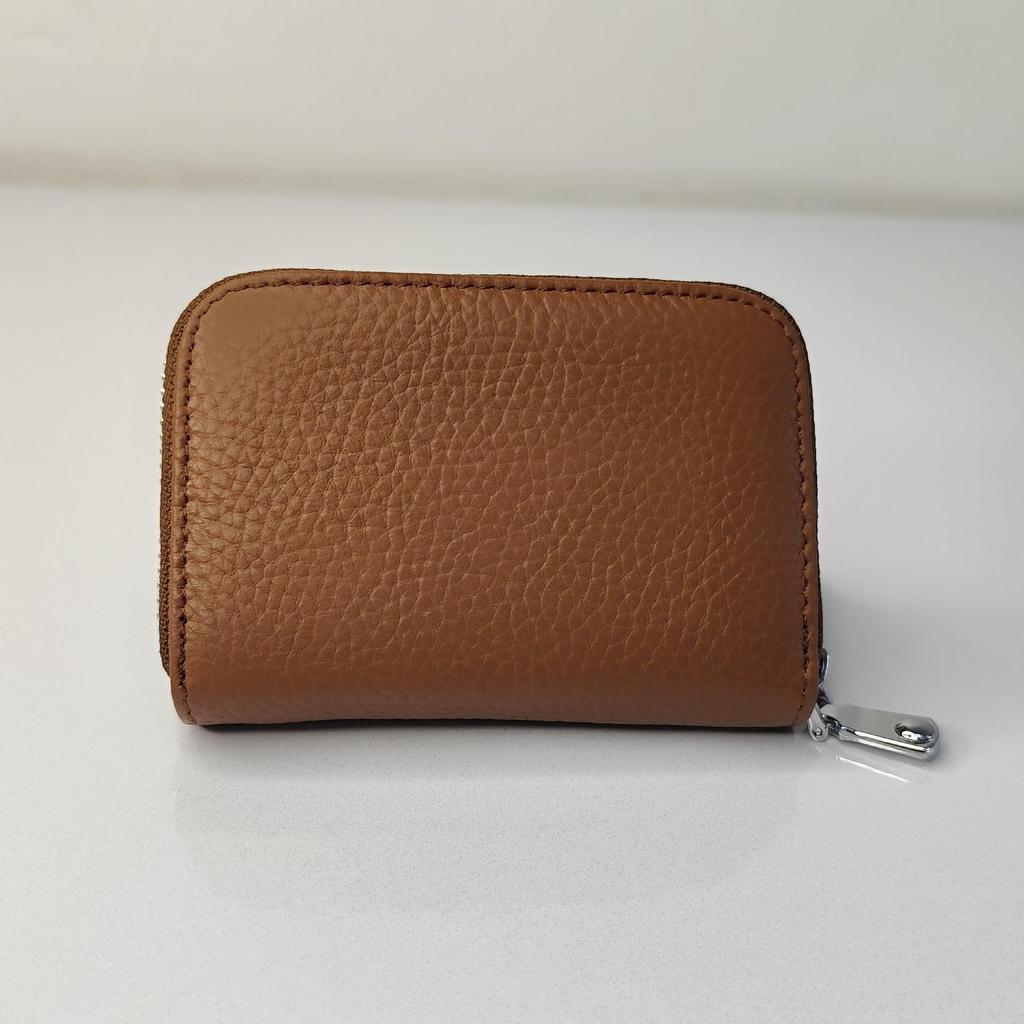 Best-Selling Women's Cowhide Zipper Accordion Card Holder with Multi-Card Slots
