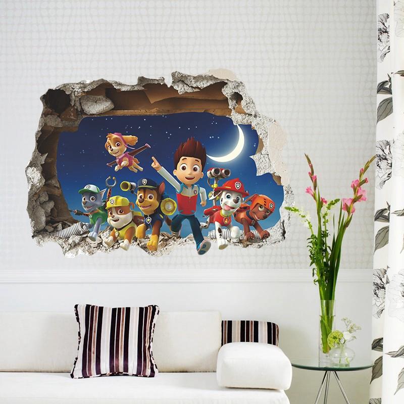 Cartoon 3d Paw Patrol Wall Stickers For Kids Rooms Living Room Boys Girls Children Bedroom PARTY DIY Home Decor