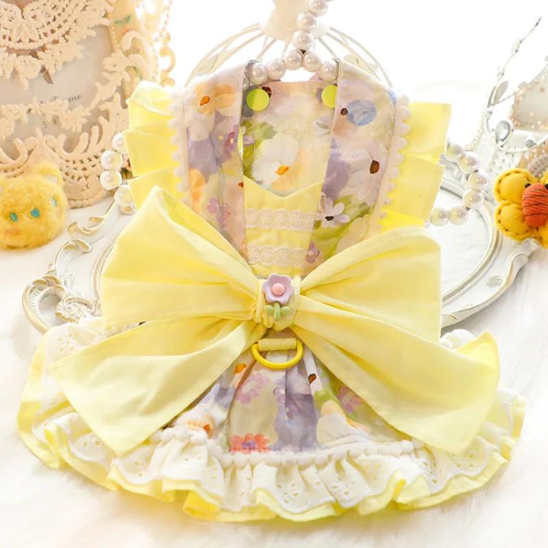 

Летнее платье для собаки Йоркширский терьер одежда Йорки Померанский шпиц Ши-тцу Мальтийская болонка Пудель Бишон Шнауцер Одежда для питомца Костюм Юбка XS（old） жёлтый